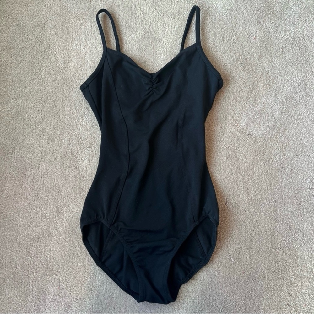 Mirella Black Camisole Leotard Pinch Front Petite S